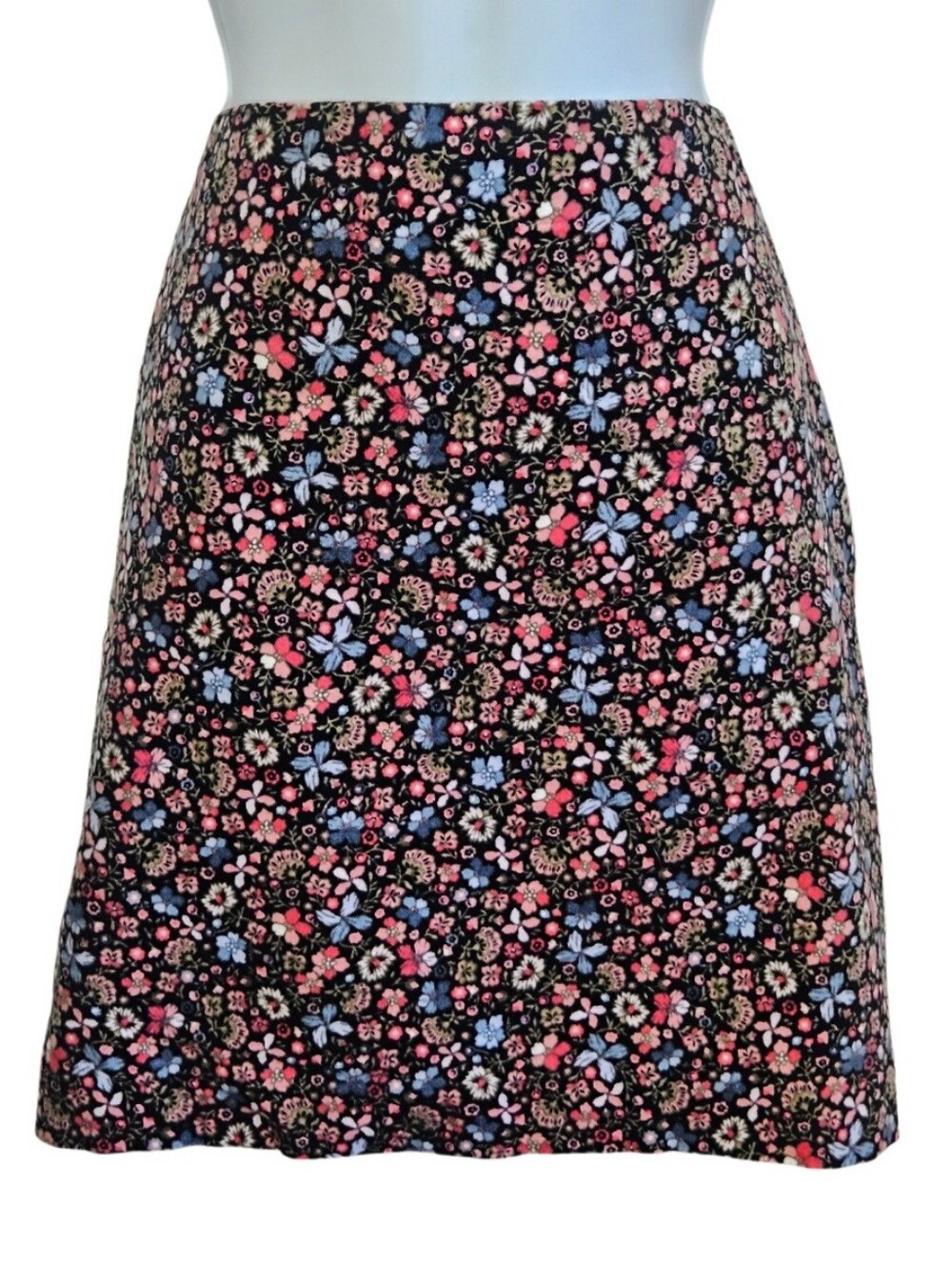 0173 LOFT Floral A-Line Skirt Size 10 Velvet Feel Cottagecore Fall Teacher Boho